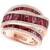 EFFY Collection ® Ruby (3-3/4 Ct. T.w.) & Diamond (3/4 Ct. T.w.) Crossover Statement Ring In 14k Rose Gold