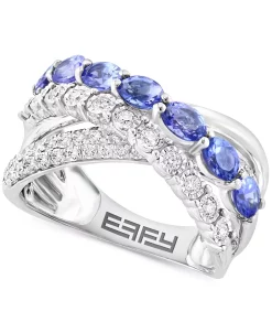 EFFY Collection ® Tanzanite (7/8 Ct. T.w.) & Diamond (5/8 Ct. T.w.) Crossover Ring In 14k White Gold