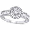 Macy's Diamond Halo Baguette Engagement Ring (3/4 Ct. T.w.) In 14k White Gold