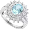 EFFY Collection ® Aquamarine (1-5/8 Ct. T.w.) & Diamond (1/4 Ct. T.w.) Sunburst Halo Ring In 14k White Gold