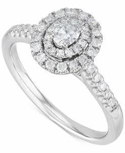 Macy's Diamond Oval Halo Engagement Ring (1/2 Ct. T.w.) In 14k White Gold