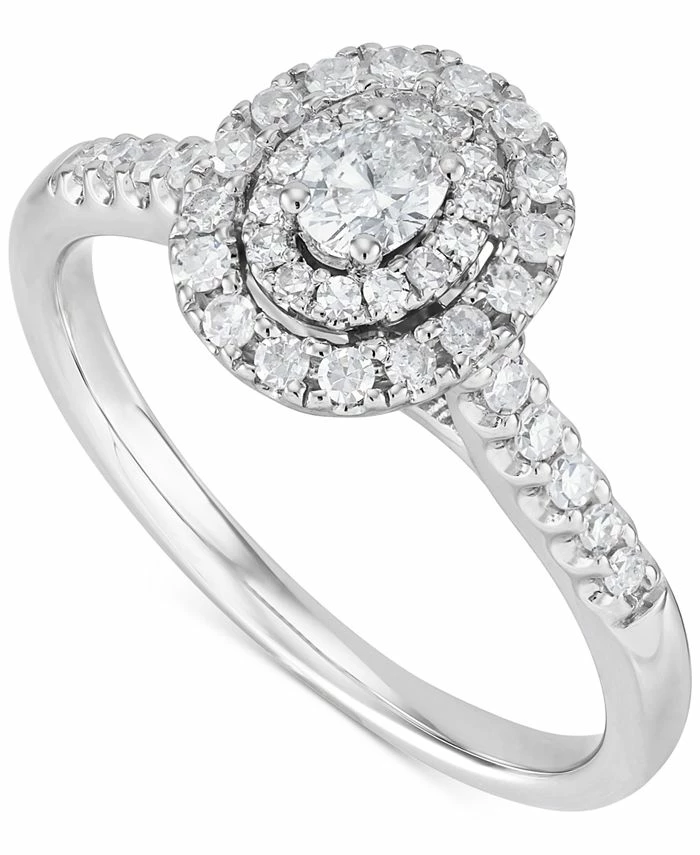 Macy's Diamond Oval Halo Engagement Ring (1/2 Ct. T.w.) In 14k White Gold 1 Macy's Diamond Oval Halo Engagement Ring (1/2 Ct. T.w.) In 14k White Gold
