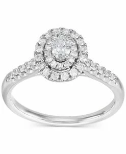 Macy's Diamond Oval Halo Engagement Ring (1/2 Ct. T.w.) In 14k White Gold 7 Macy's Diamond Oval Halo Engagement Ring (1/2 Ct. T.w.) In 14k White Gold -rings shop 22158447 fpx