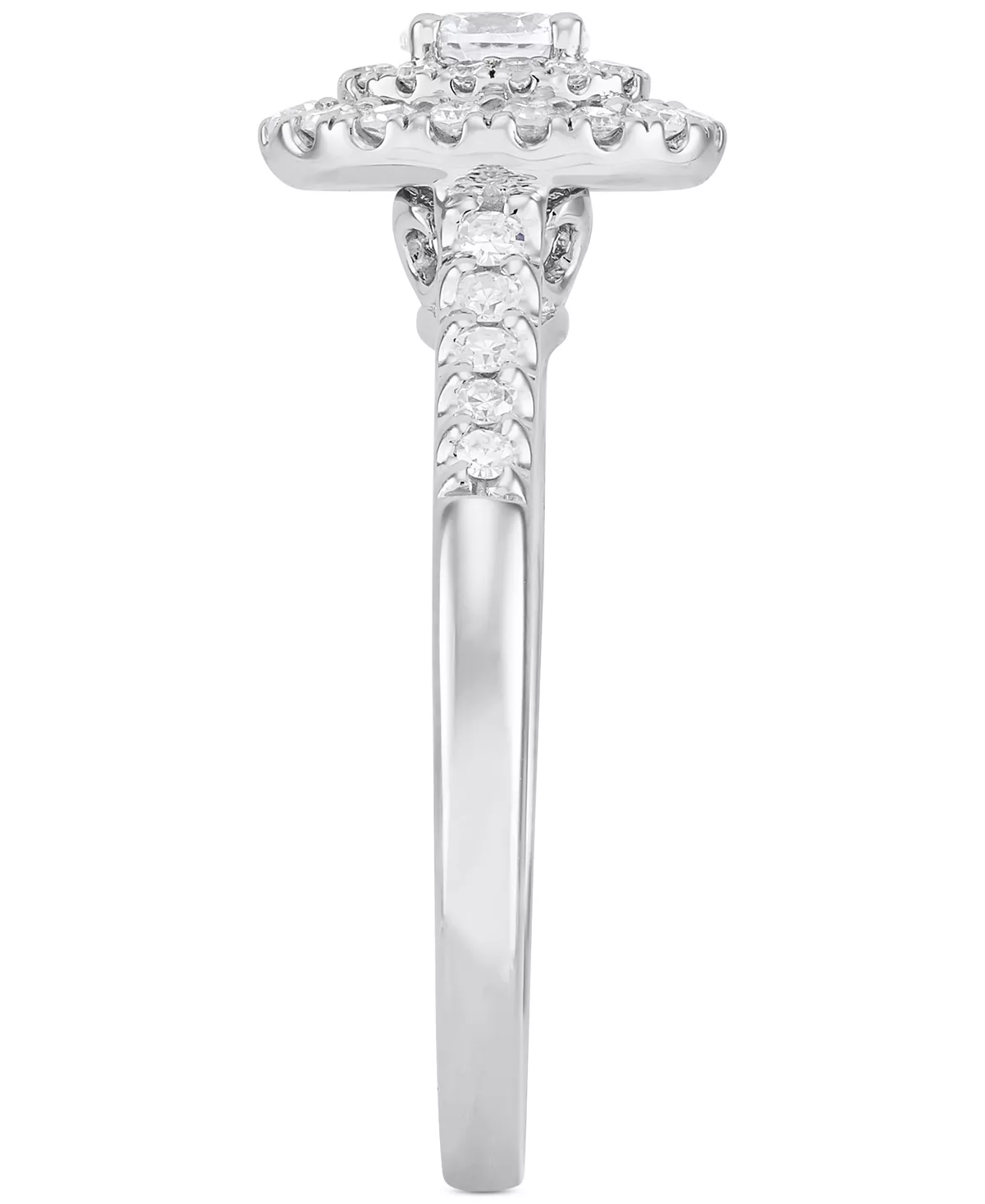 Macy's Diamond Oval Halo Engagement Ring (1/2 Ct. T.w.) In 14k White Gold 4 Macy's Diamond Oval Halo Engagement Ring (1/2 Ct. T.w.) In 14k White Gold - Image 4