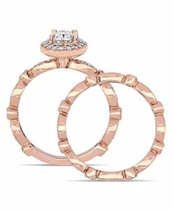 Macy's Oissanite In 10K Gold Vintage-Like Halo Infinity Bridal Ring Set, 2 Piece -rings shop 22172794 fpx