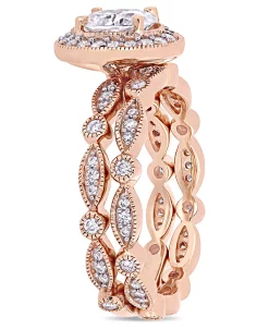 Macy's Oissanite In 10K Gold Vintage-Like Halo Infinity Bridal Ring Set, 2 Piece -rings shop 22172795 fpx