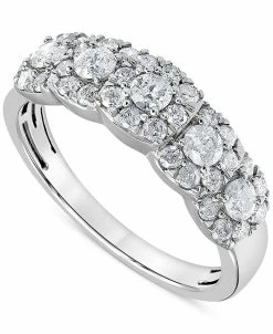 Macy's Diamond Cushion Shape Halo Cluster Ring (1 Ct. T.w.) In 14k White Gold Or 14k Gold & Rhodium