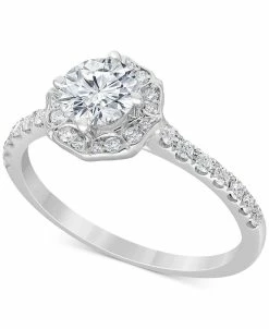 Macy's Diamond Octagon Halo Engagement Ring (1-1/4 Ct. T.w.) In 14k White Gold