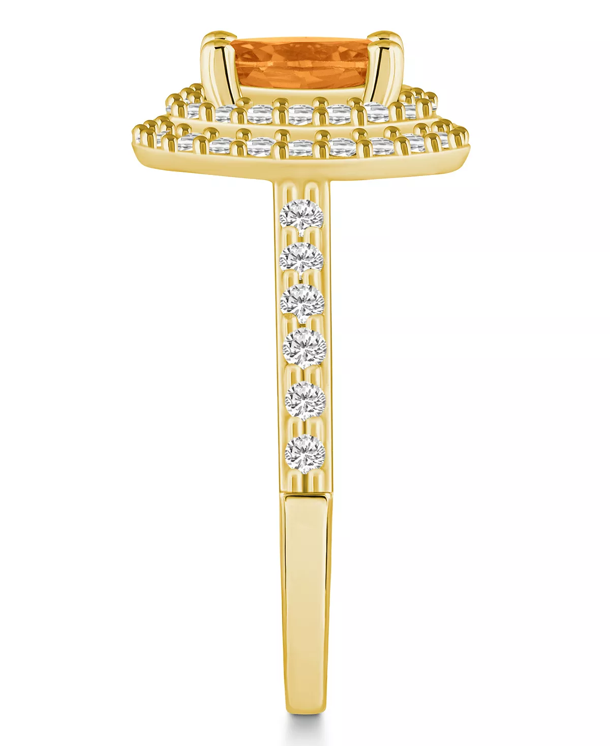 Macy's Citrine And Certified Diamond Halo Ring 4 Macy's Citrine And Certified Diamond Halo Ring - Image 4