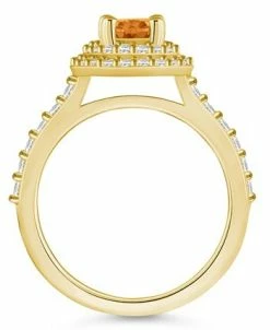 Macy's Citrine And Certified Diamond Halo Ring 7 Macy's Citrine And Certified Diamond Halo Ring -rings shop 22214829 fpx