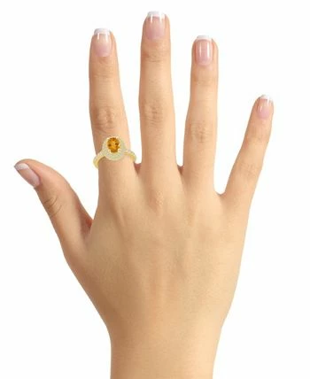 Macy's Citrine And Certified Diamond Halo Ring 2 Macy's Citrine And Certified Diamond Halo Ring - Image 2