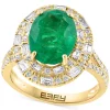 EFFY Collection ® Emerald (3-3/4 Ct. T.w.) & Diamond (3/4 Ct. T.w.) Halo Statement Ring In 14k Gold