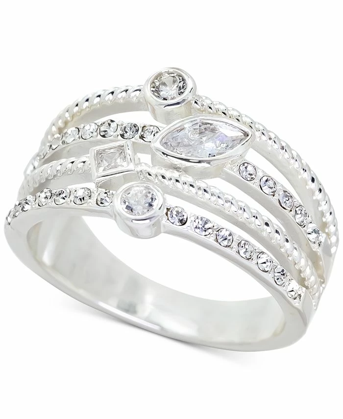 Charter Club Silver-Tone Mixed Crystal Triple-Row Ring, Created For Macy's 1 Charter Club Silver-Tone Mixed Crystal Triple-Row Ring, Created For Macy's