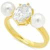 Charter Club Gold-Tone Crystal & Imitation Pearl Ring, Created For Macy's