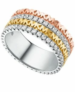 Michael Kors Tri-Tone Sterling Silver Statement Monogram Ring