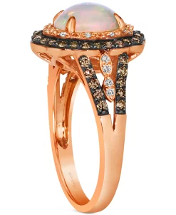 Le Vian Neopolitan Opal (7/8 Ct. T.w.) & Diamond (1/2 Ct. T.w.) Halo Ring In 14k Rose Gold -rings shop 22337652 fpx