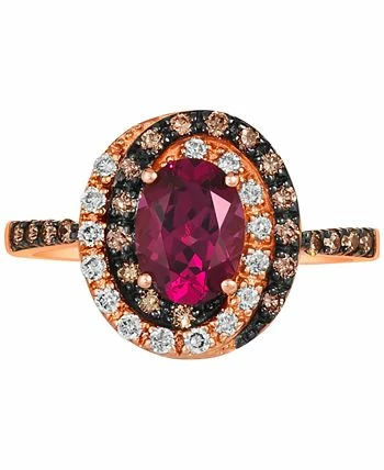 Le Vian Raspberry Rhodolite (1-3/8 Ct. T.w.) & Diamond (3/8 Ct. T.w.) Halo Ring In 14k Rose Gold 2 Le Vian Raspberry Rhodolite (1-3/8 Ct. T.w.) & Diamond (3/8 Ct. T.w.) Halo Ring In 14k Rose Gold - Image 2
