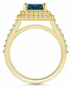 Macy's London Blue Topaz And Diamond Accent Halo Ring In 14K Yellow Gold -rings shop 22341819 fpx