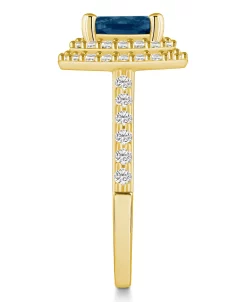 Macy's London Blue Topaz And Diamond Accent Halo Ring In 14K Yellow Gold -rings shop 22341820 fpx