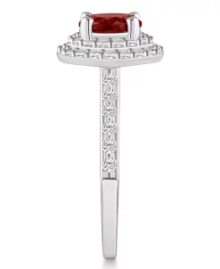 Macy's Garnet And Diamond Accent Halo Ring In 14K White Gold -rings shop 22346723 fpx