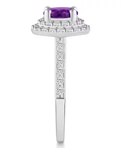 Macy's Amethyst And Diamond Accent Halo Ring In 14K White Gold -rings shop 22346751 fpx
