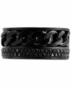 EFFY Collection ® Men's Black Spinel Pavé Chain Link Ring (1 Ct. T.w.) In Black PVD-Plated Sterling Silver -rings shop 22361514 fpx