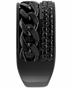 EFFY Collection ® Men's Black Spinel Pavé Chain Link Ring (1 Ct. T.w.) In Black PVD-Plated Sterling Silver -rings shop 22361515 fpx