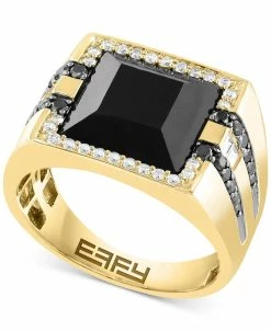 EFFY Collection ® Men's Onyx & Diamond Ring (3/4 Ct. T.w.) In 14k Gold