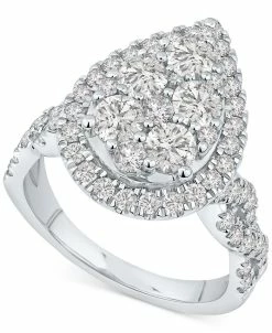 Macy's Diamond Halo Pear Cluster Engagement Ring (2 Ct. T.w.) In 14k White Gold