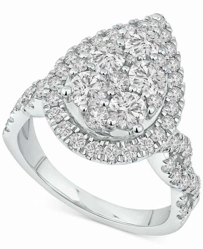 Macy's Diamond Halo Pear Cluster Engagement Ring (2 Ct. T.w.) In 14k White Gold 1 Macy's Diamond Halo Pear Cluster Engagement Ring (2 Ct. T.w.) In 14k White Gold