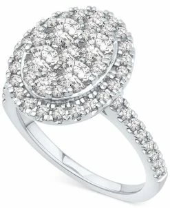Macy's Diamond Halo Oval Cluster Engagement Ring (1-1/2 Ct. T.w.) In 14k White Gold