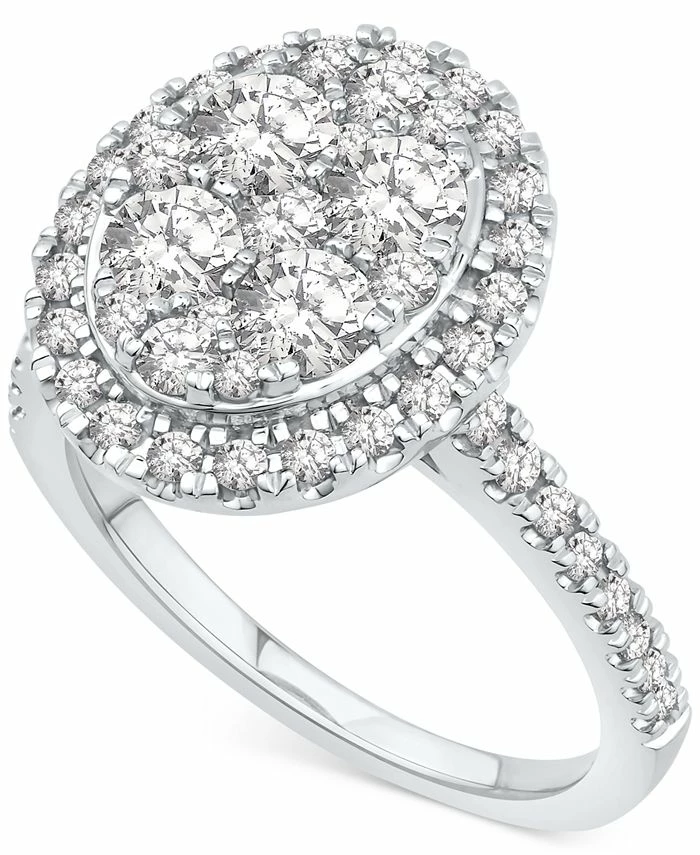 Macy's Diamond Halo Oval Cluster Engagement Ring (1-1/2 Ct. T.w.) In 14k White Gold 1 Macy's Diamond Halo Oval Cluster Engagement Ring (1-1/2 Ct. T.w.) In 14k White Gold