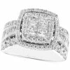 Macy's Diamond Princess Quad Cluster Halo Ring (2 Ct. T.w.) In 14k White Gold