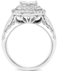 Macy's Diamond Princess Quad Cluster Halo Ring (2 Ct. T.w.) In 14k White Gold -rings shop 22445708 fpx
