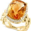 EFFY Collection ® Citrine (12-1/3 Ct. T.w.) & Diamond (1/4 Ct. T.w.) Ring In 14k Yellow Gold