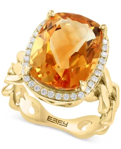 EFFY Collection ® Citrine (12-1/3 Ct. T.w.) & Diamond (1/4 Ct. T.w.) Ring In 14k Yellow Gold