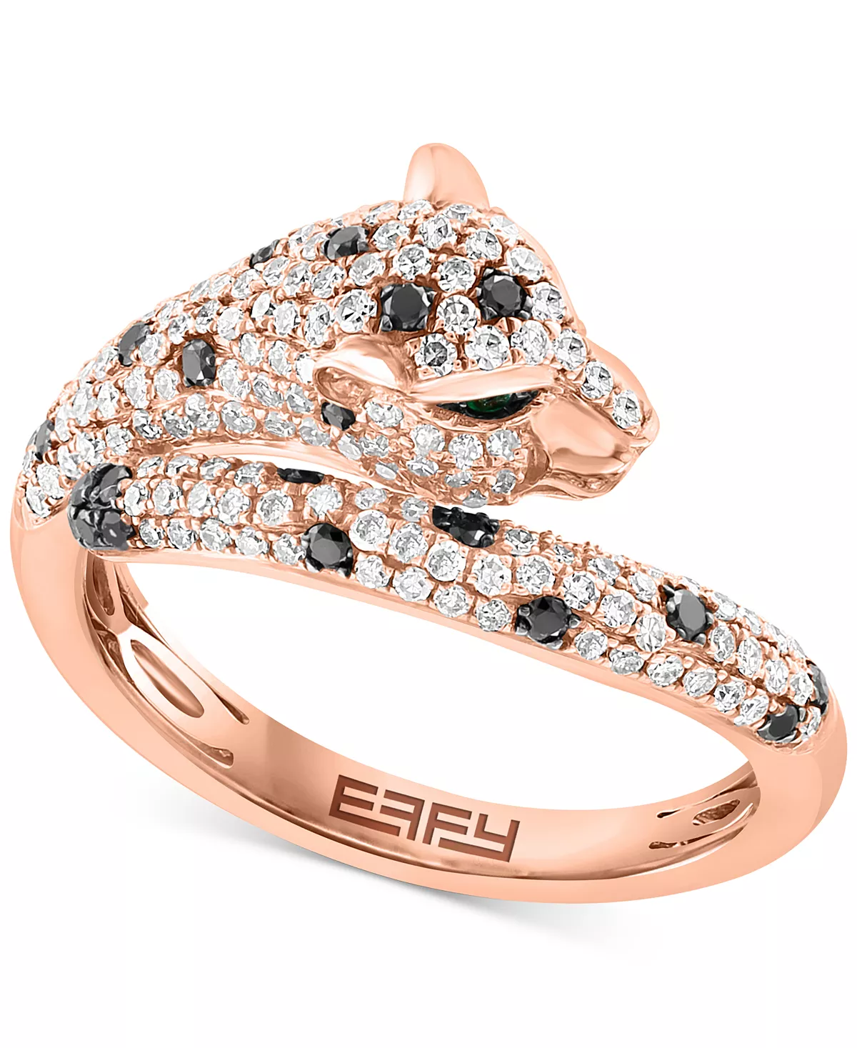EFFY Collection ® Diamond (3/4 Ct. T.w.) & Emerald Accent Panther Ring In 14k Rose Gold 1 EFFY Collection ® Diamond (3/4 Ct. T.w.) & Emerald Accent Panther Ring In 14k Rose Gold