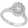 Macy's Diamond Oval Halo Engagement Ring (1 Ct. T.w.) In 14k White Gold
