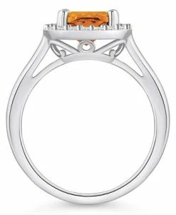 Macy's Citrine (2 Ct. T.w.) And Diamond (1/4 Ct. T.w.) Halo Ring In 14K White Gold -rings shop 22507502 fpx