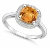 Macy's Citrine (2 Ct. T.w.) And Diamond (1/4 Ct. T.w.) Halo Ring In 14K White Gold