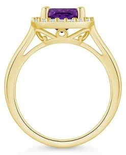 Macy's Amethyst (2 Ct. T.w.) And Diamond (1/4 Ct. T.w.) Halo Ring In 14K Yellow Gold -rings shop 22507536 fpx