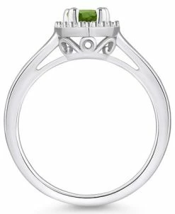 Macy's Peridot (1 Ct. T.w.) And Diamond (1/5 Ct. T.w.) Halo Ring In 14K White Gold -rings shop 22507596 fpx