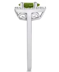 Macy's Peridot (1 Ct. T.w.) And Diamond (1/5 Ct. T.w.) Halo Ring In 14K White Gold -rings shop 22507597 fpx