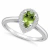 Macy's Peridot (1 Ct. T.w.) And Diamond (1/5 Ct. T.w.) Halo Ring In 14K White Gold
