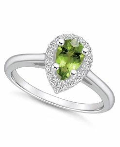 Macy's Peridot (1 Ct. T.w.) And Diamond (1/5 Ct. T.w.) Halo Ring In 14K White Gold