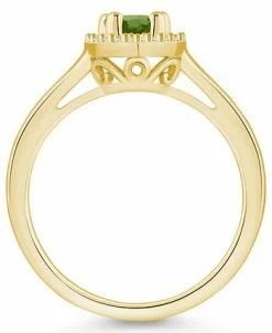 Macy's Peridot (1 Ct. T.w.) And Diamond (1/5 Ct. T.w.) Halo Ring In 14K Yellow Gold -rings shop 22507636 fpx