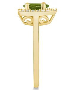 Macy's Peridot (1 Ct. T.w.) And Diamond (1/5 Ct. T.w.) Halo Ring In 14K Yellow Gold -rings shop 22507637 fpx