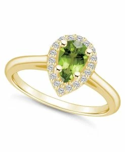 Macy's Peridot (1 Ct. T.w.) And Diamond (1/5 Ct. T.w.) Halo Ring In 14K Yellow Gold