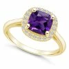 Macy's Amethyst (2 Ct. T.w.) And Diamond (1/4 Ct. T.w.) Halo Ring In 14K Yellow Gold
