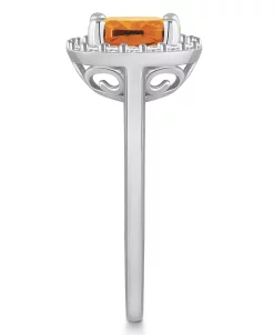 Macy's Citrine (2 Ct. T.w.) And Diamond (1/4 Ct. T.w.) Halo Ring In 14K White Gold -rings shop 22509816 fpx